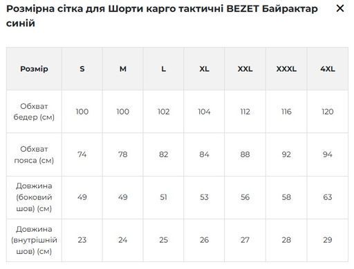 Фото Шорты карго тактические Bezet Байрактар ​​Синие